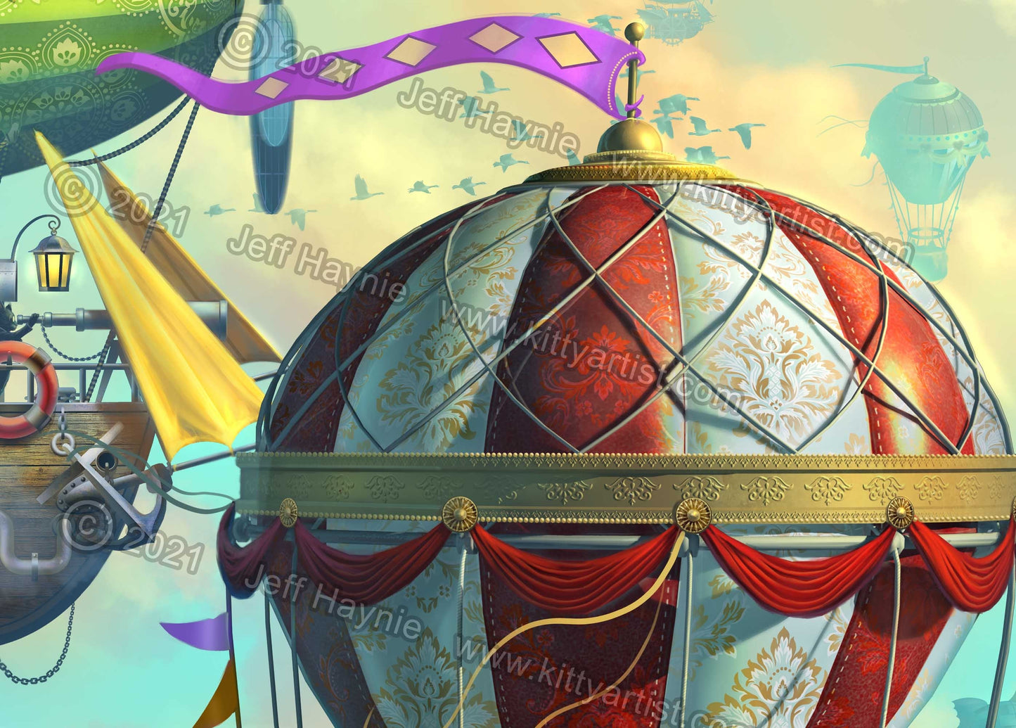 Art Print 16x20, Balloon Race, Steampunk