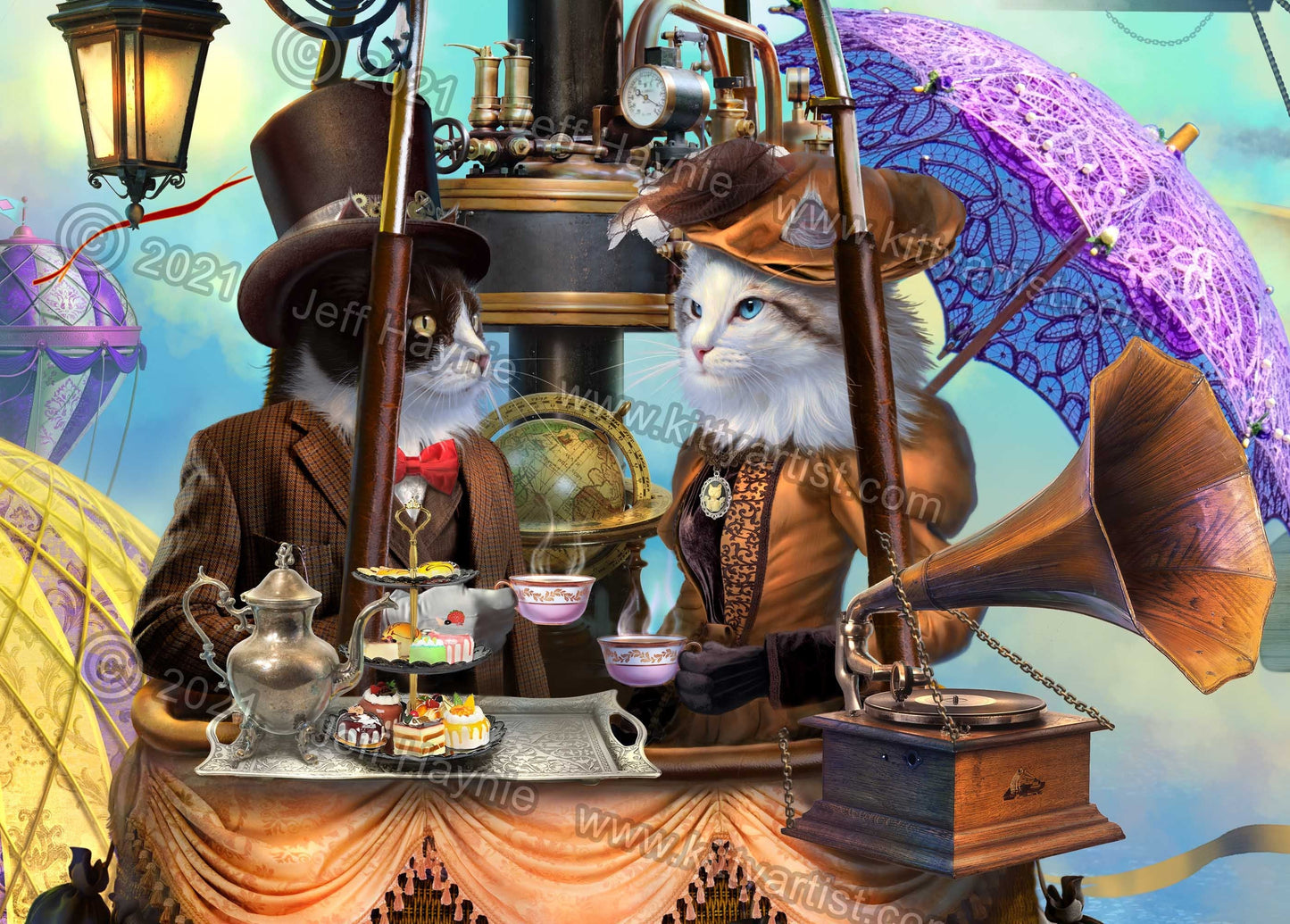 Art Print 16x20, Balloon Race, Steampunk