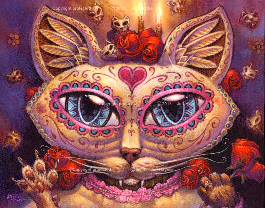 Art Print, Day of Dead Cat