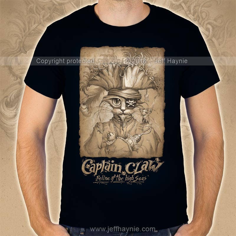 T-Shirt, Captain Claw, Pirate Cat