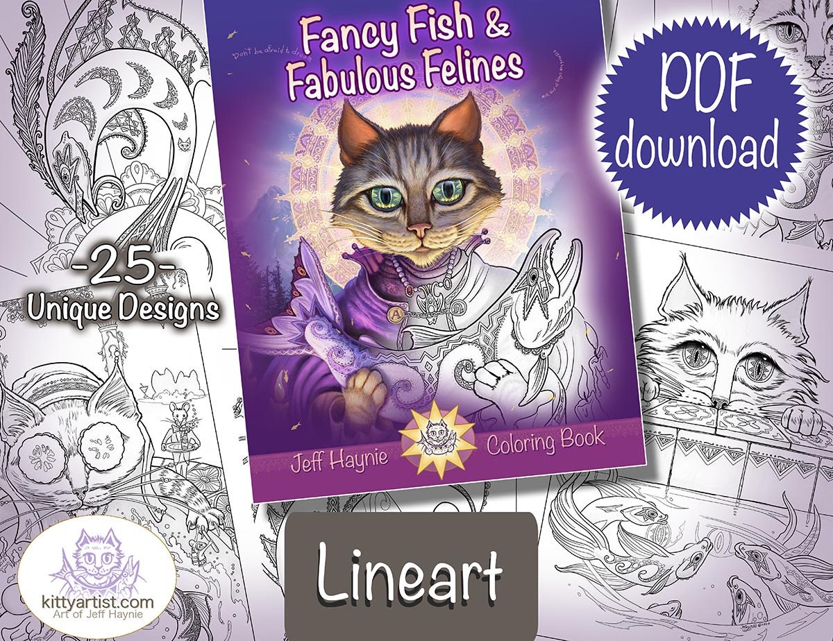 ArtStation - Lazy Cats Coloring Book for Adults Cover Illustration