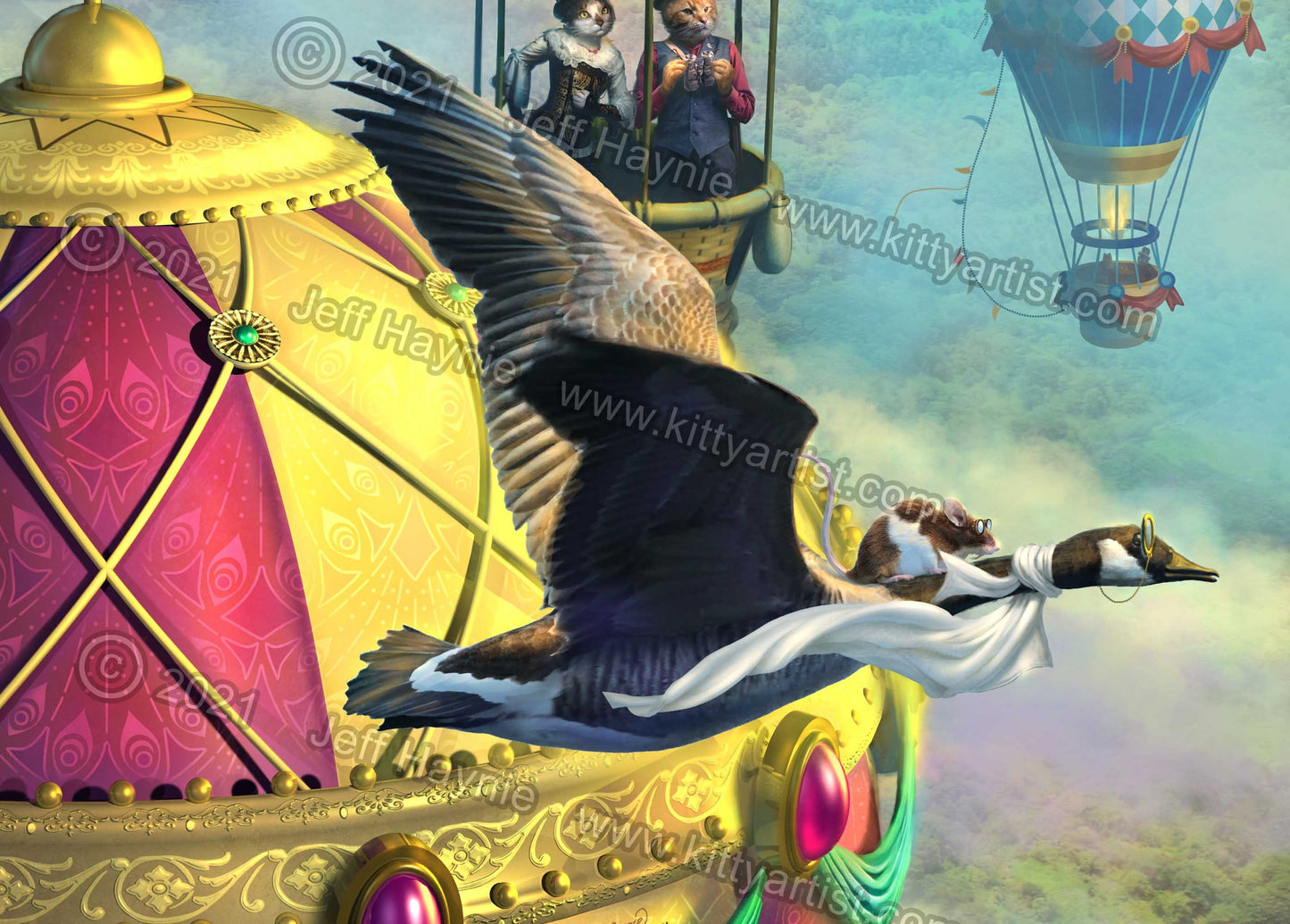 Art Print 8x10, Balloon Race, Steampunk