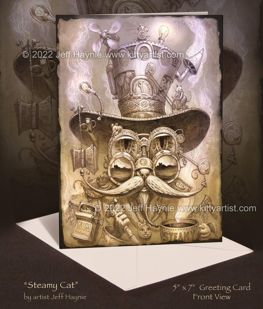 Greeting Card, Steampunk Catdaddy 2, Steampunk