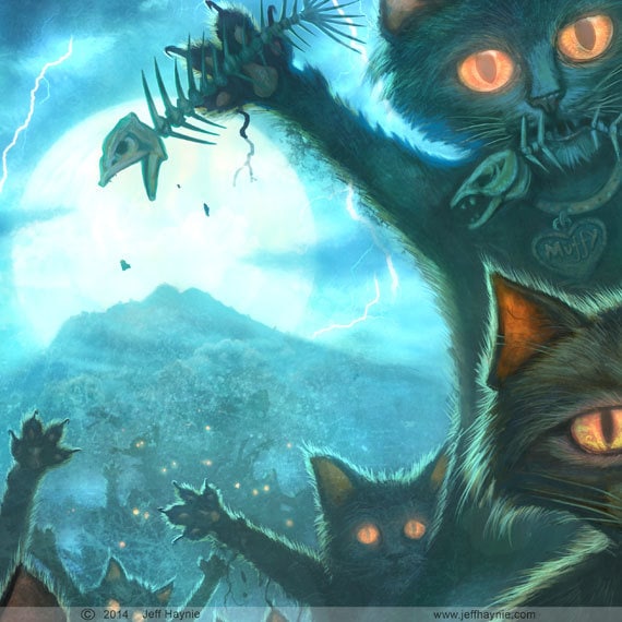 Art Print 8x10, Zombie Cats
