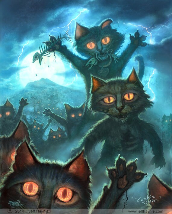 Art Print 8x10, Zombie Cats
