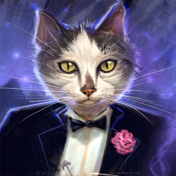 Art Print 8x10, Cool Cat, Martini Cat