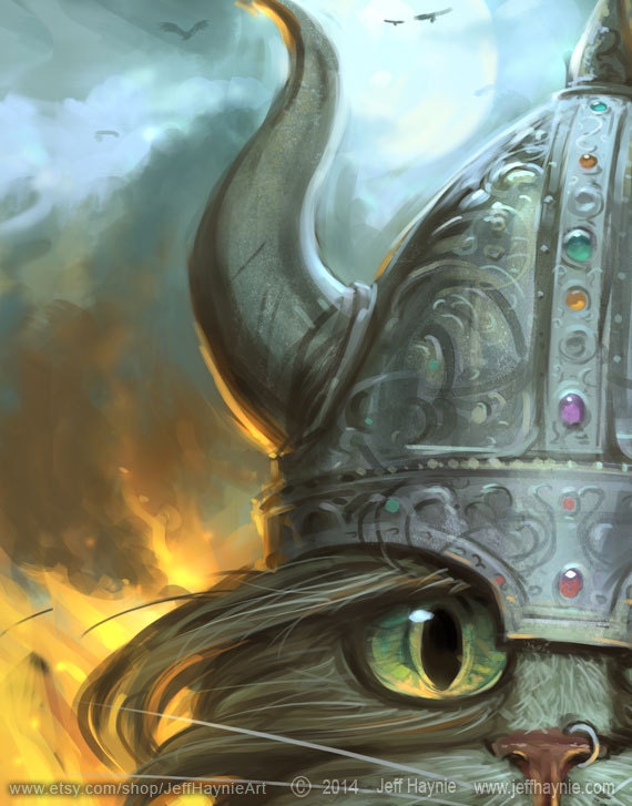 Art Print 8x10, Haagar, Viking Cat