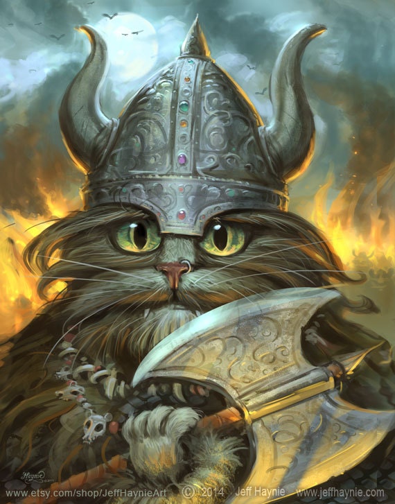 Art Print 8x10, Haagar, Viking Cat