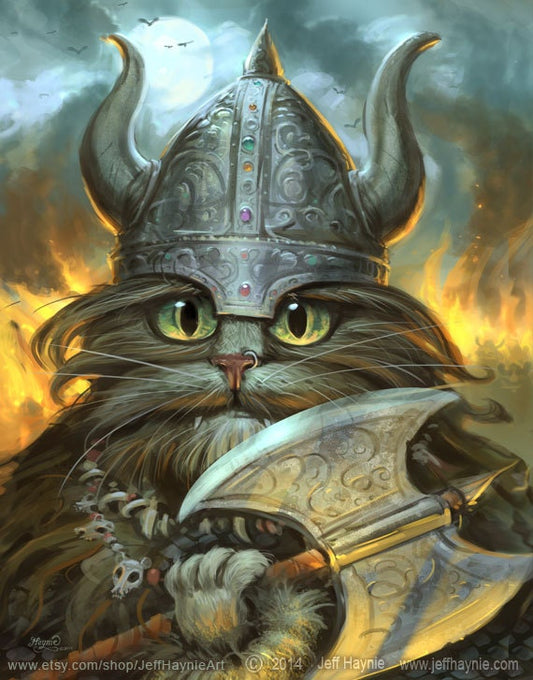 Art Print 8x10, Haagar, Viking Cat