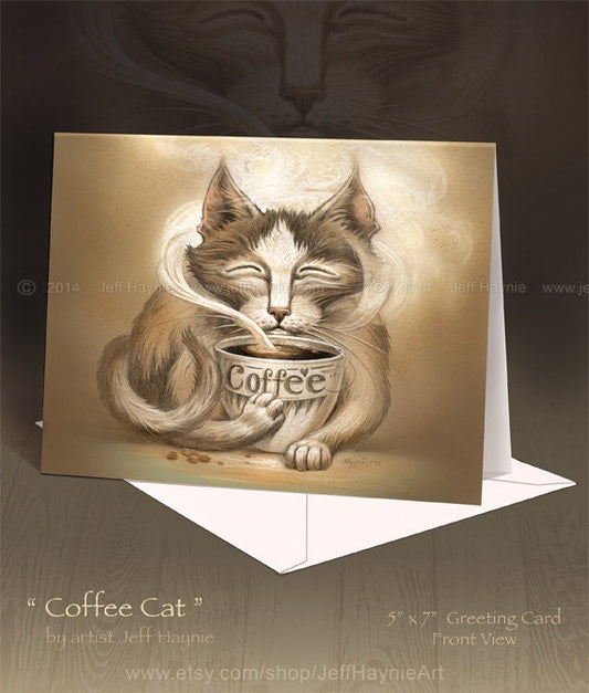 Greeting Card, Coffee Cat