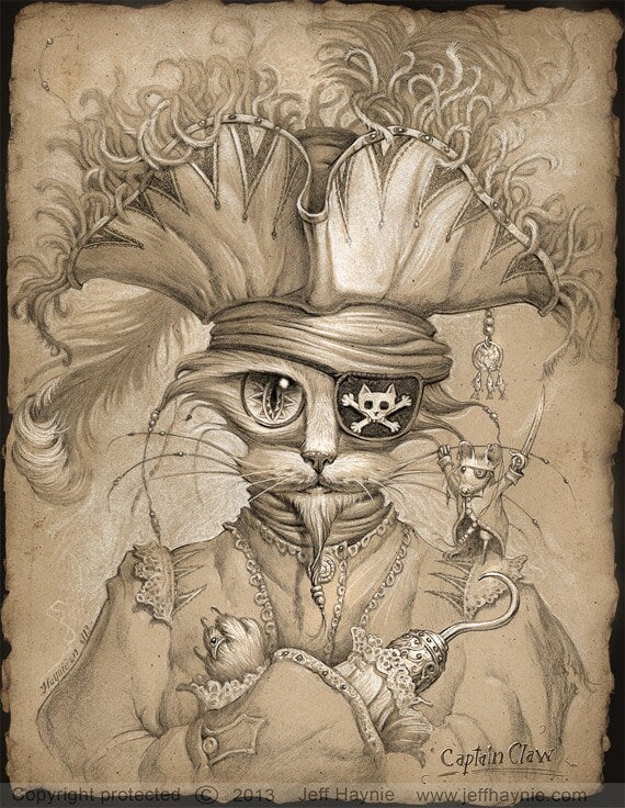 Art Print, Captain Claw, Pirate Cat