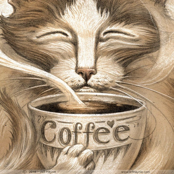 Art Print, Coffee Cat