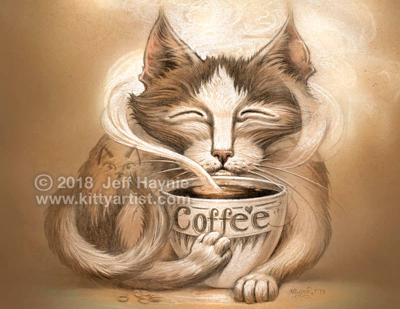 Coffee Cat, Closed Eyes