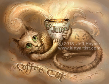 Coffee Cat, Holding Cup