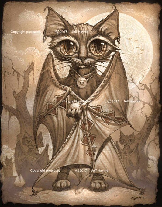 Art Print 16x20, Bat Cat