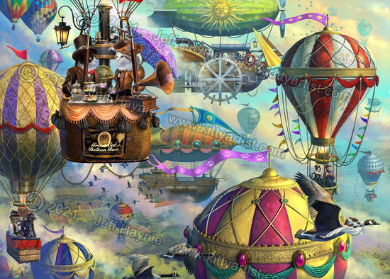 Art Print 16x20, Balloon Race, Steampunk