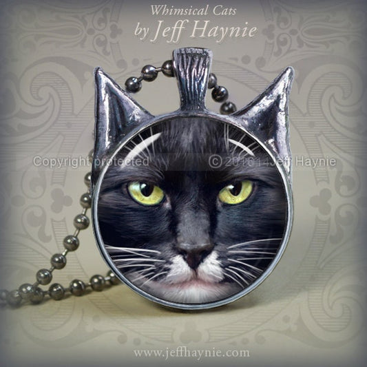Pendant, BW5 Black and White Cat pendant