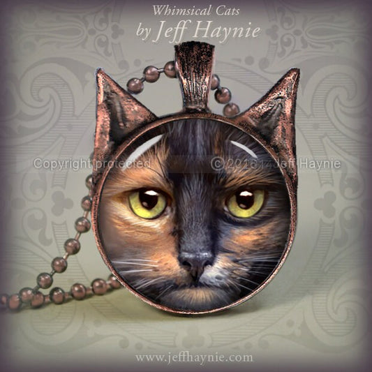 Copper only Pendant, TO3 TORTIE CAT pendant