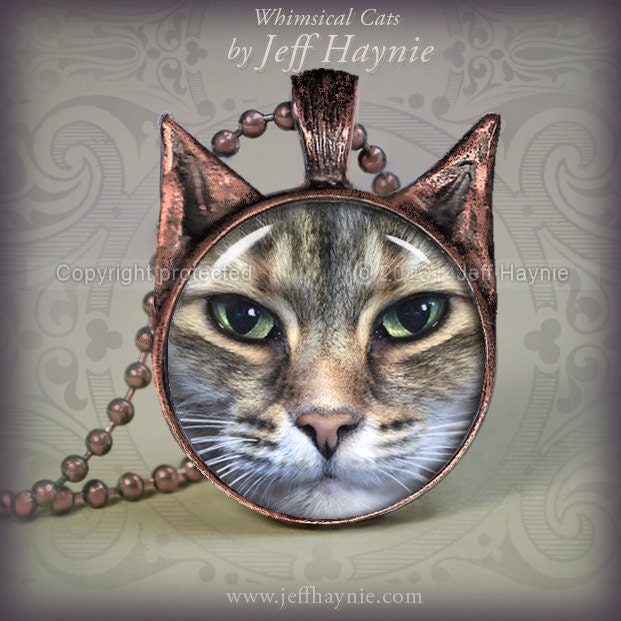 Pendant, TBKBR27 Brown TABBY CAT necklace