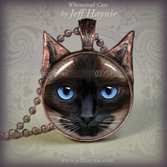 Pendant, SI7 Chocolate Point SIAMESE CAT Pendant