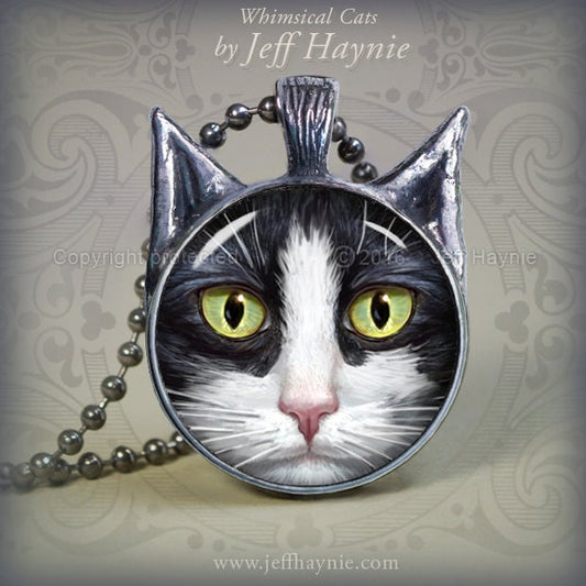 Pendant, TUX4 Black Tuxedo Cat pendant