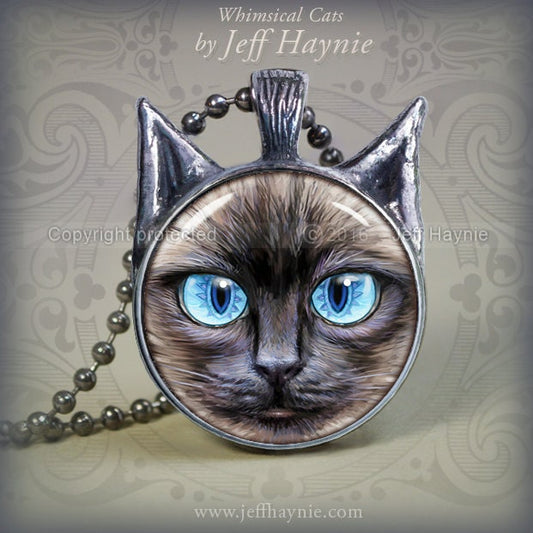 Pendant, SI6 Big Eyed Siamese Cat pendant