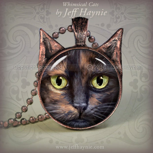 Pendant, TO2 Tortie Cat pendant