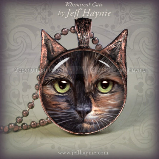 Copper only Pendant, TO3 TORTIE CAT pendant