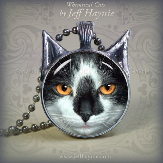 Pendant, TUX15 Tuxedo Cat pendant