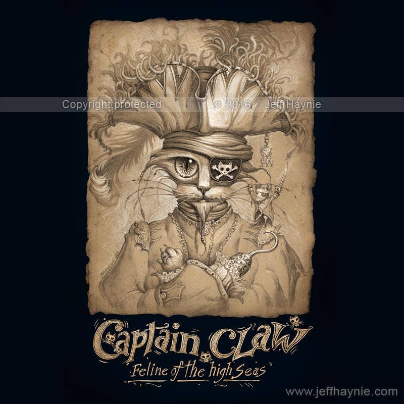 T-Shirt, Captain Claw, Pirate Cat