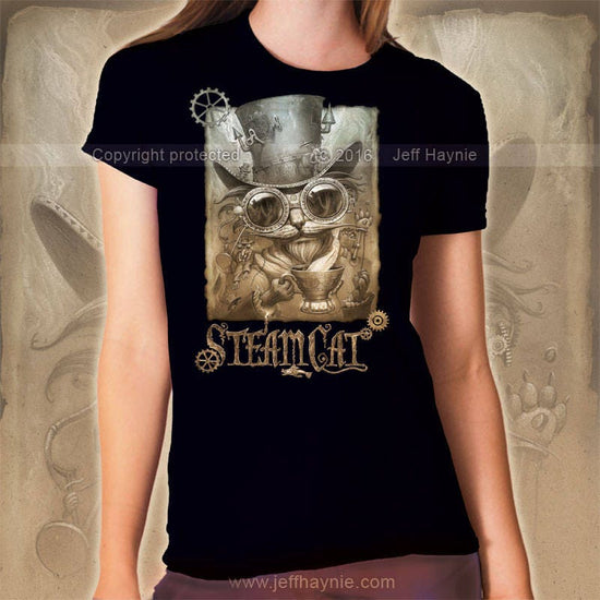 T-Shirt, Steampunk Cat shirt,  Womens,