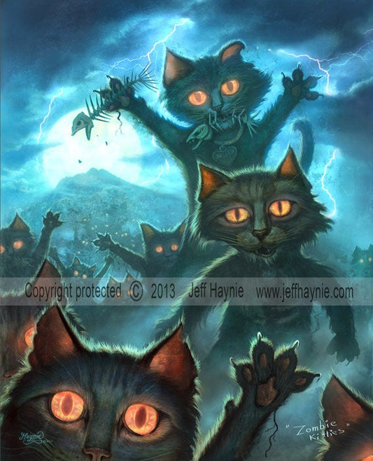 Art Print, Zombie Cats