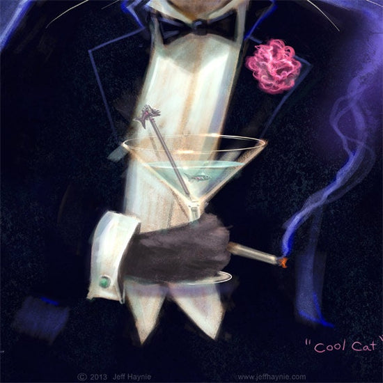Art Print 8x10, Cool Cat, Martini Cat