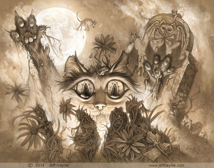Art Print 11x14, Zombie Cats