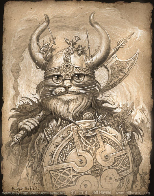 Art Print 8x10, Haagar, Viking Cat