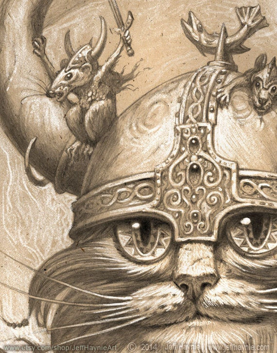 Art Print 8x10, Haagar, Viking Cat