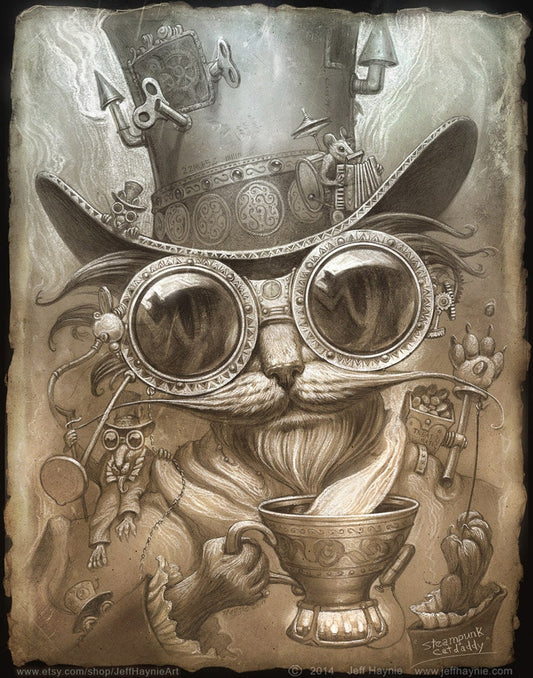 Art Print 8x10, Steampunk Catdaddy