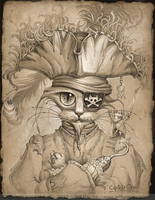 Art Print 11x14, Captain Claw, Pirate Cat