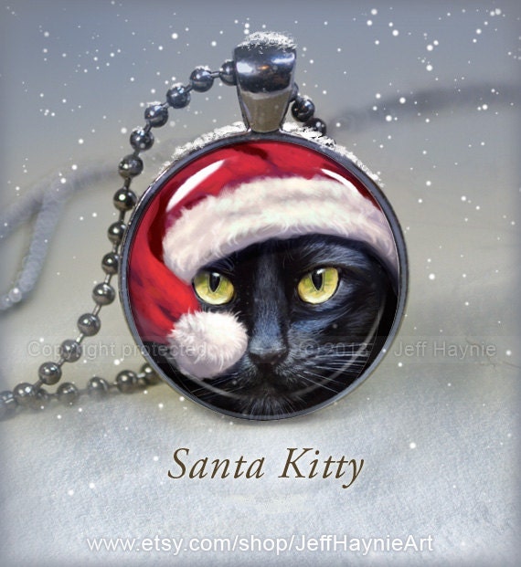 Pendant, Santa Black Cat