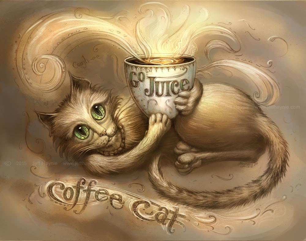 Art Print 8x10, Coffee Cat 3