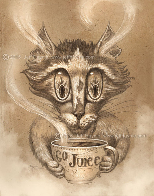 Art Print 8x10, Coffee Cat 2